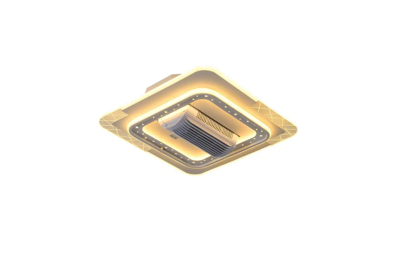 ÇEŞME KARE 60W LED AVİZE METAL KASA / 3 RENK IŞIK / KUMANDALI FANLI MODEL