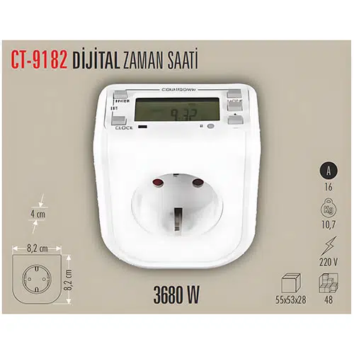 DİJİTAL ZAMAN SAATİ PRİZ 3680W CATA
