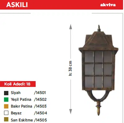 KAFESLİ FENER ASKILI / SİYAH PVC / 1xE27 / AKVİVA
