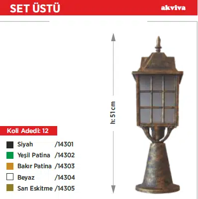 KAFESLİ FENER SETÜSTÜ / BAKIR PATİNA PVC / AKVİVA