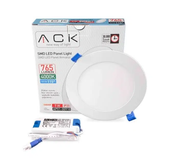 LED PANEL SLİM SPOT SIVA ALTI 9W BEYAZ KASA 4000K ACK