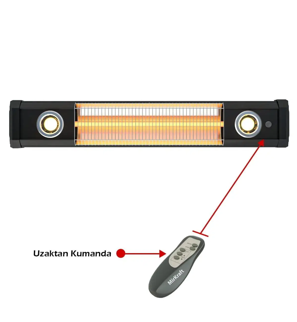 MİRKRAFT VEGA KARBON FİBER ISITICI SARKIT+LED IŞIK 2500W 