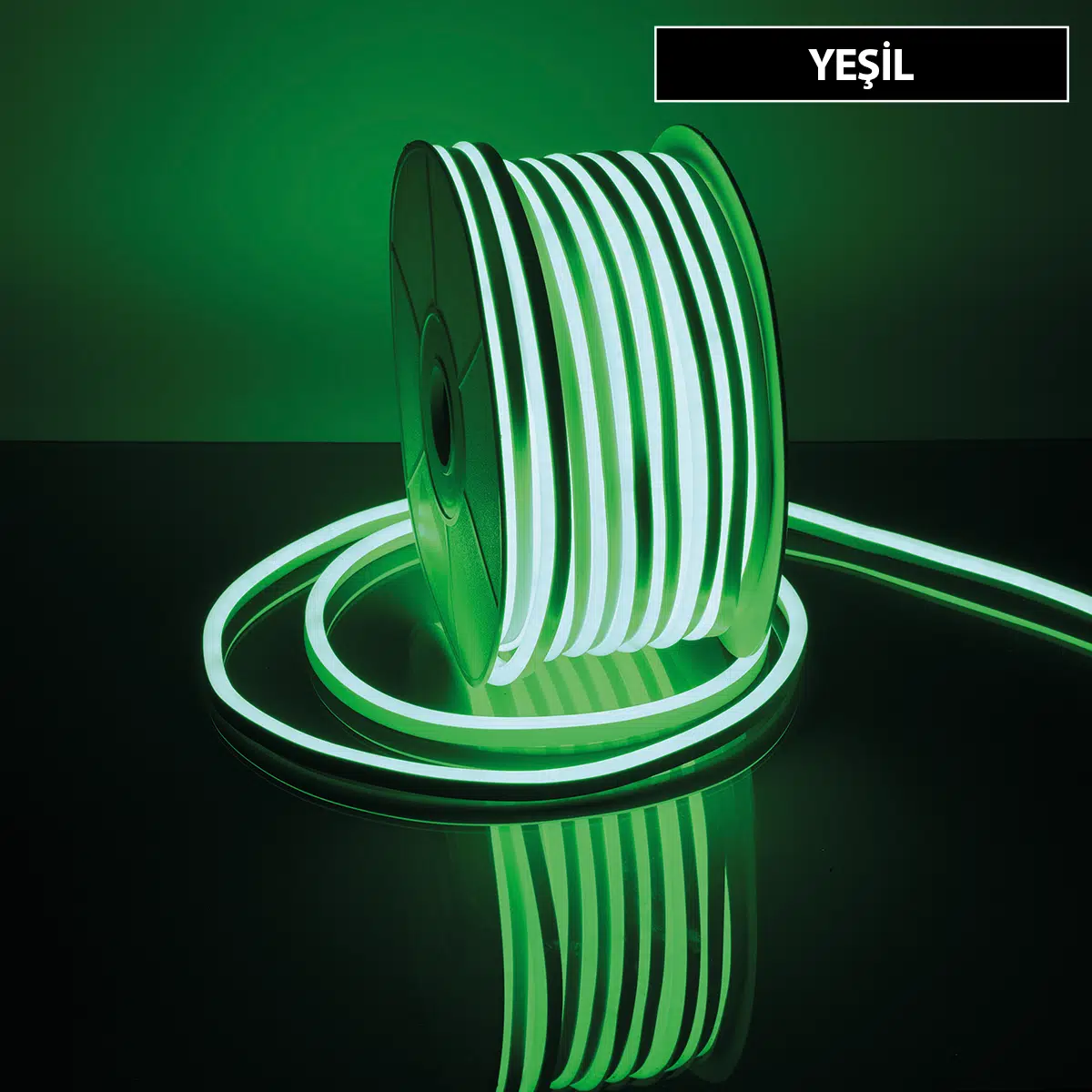 NEON LED HORTUM / AC 220V / YEŞİL DİM 9W-300lm/mt / 10mm x 15mm / PAKET-50MT / JUPITER