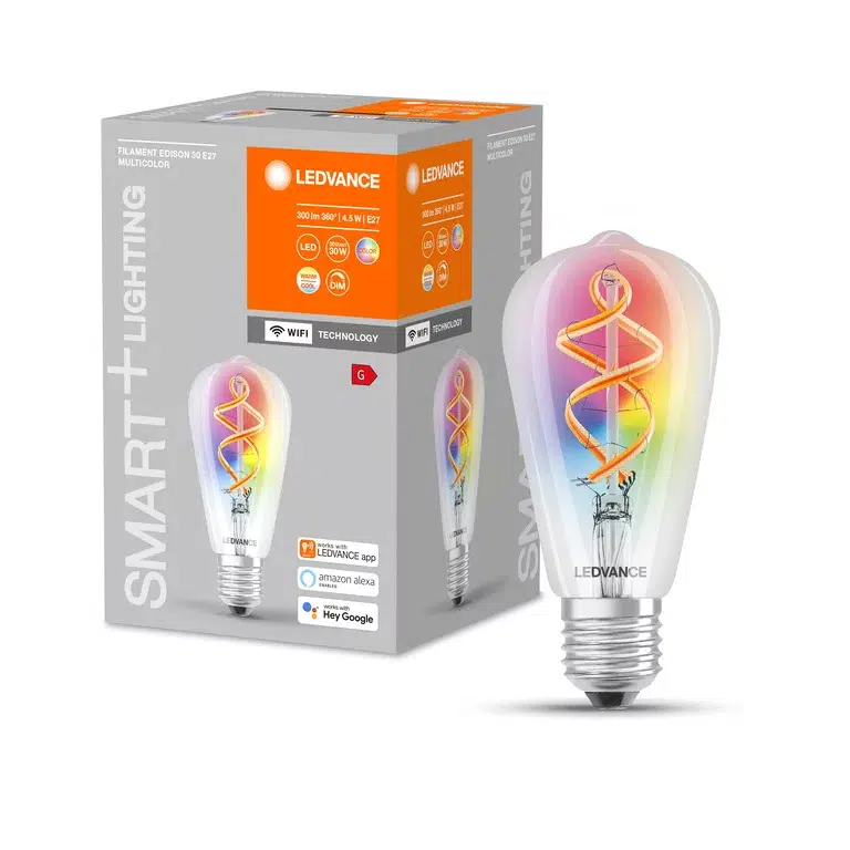 SMART+ WiFi Filament Edison Multicolour RGBW 30 4.5 W/2700 K E27 DIM / LEDVANCE