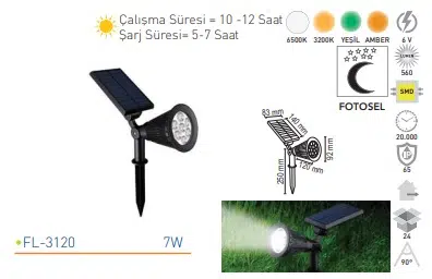 SOLAR LED ÇİM ARMATÜRÜ 30W 3200K FORLIFE