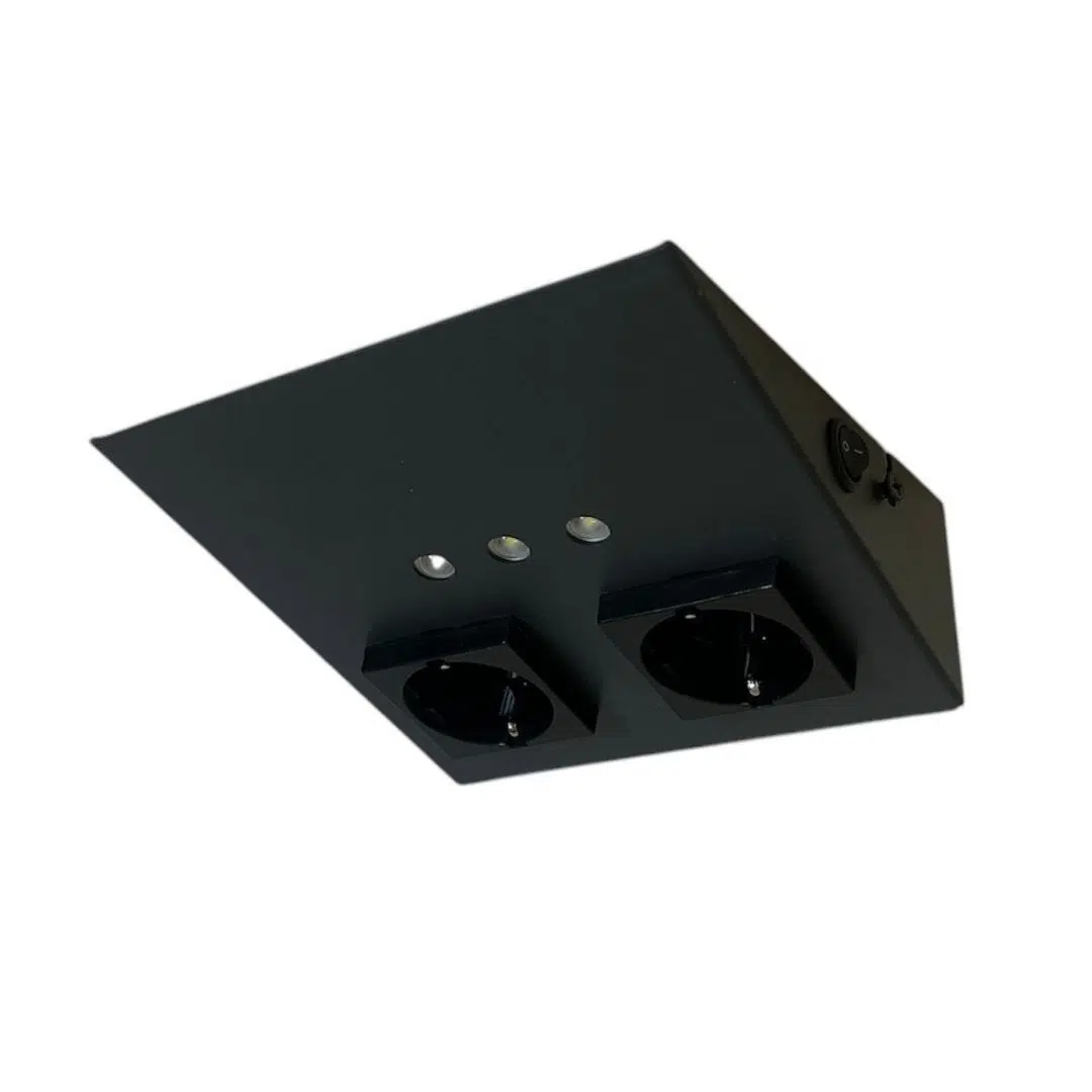 TEZGAH ALTI İKİLİ PRİZ / ANTRASİT KASA / SİYAH PRİZ / 3000K SARI IŞIK / AVAX