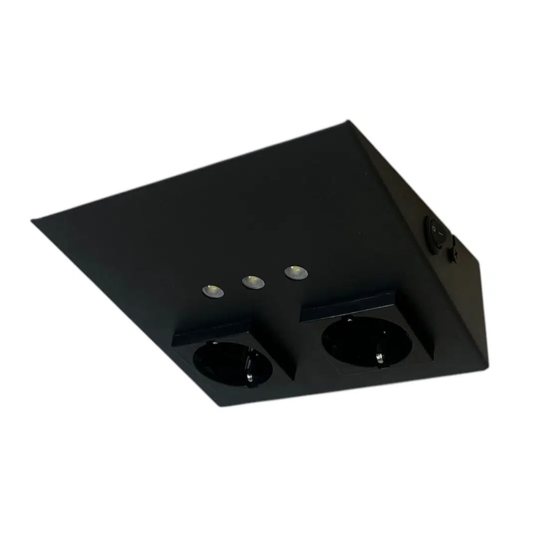 TEZGAH ALTI İKİLİ PRİZ / SİYAH KASA / SİYAH PRİZ / 3000K SARI IŞIK / AVAX