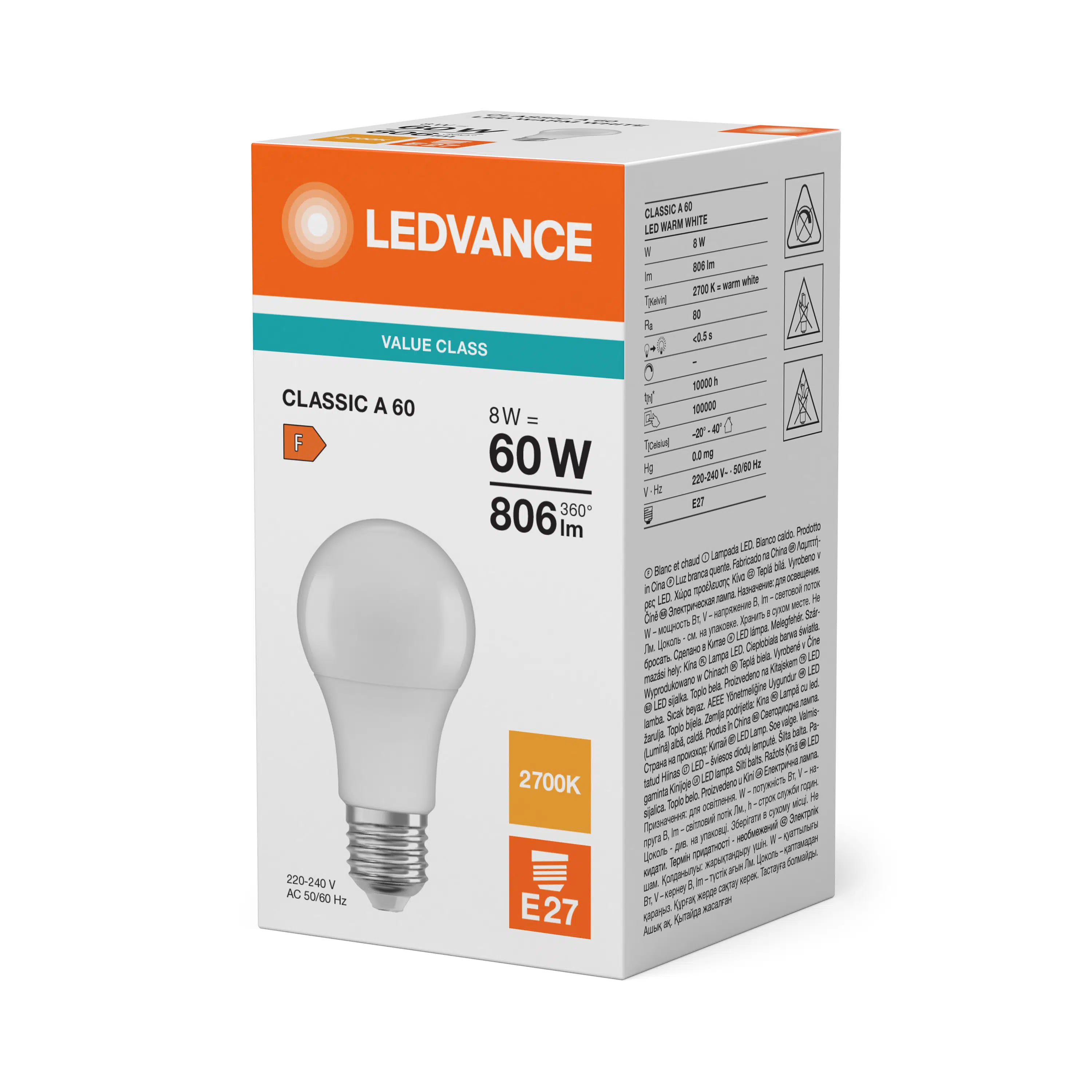 VALUE 8.5W E27 LED AMPUL 2700K OSRAM